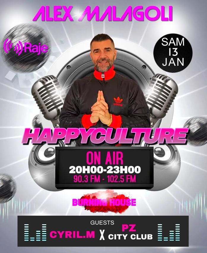 Happyculture /// Janvier 2024 /// Invité Cyril M du PZ City Club de Montpellier /// trois heures de house music !